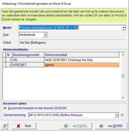 Afrekening Excel