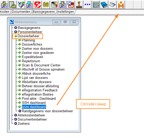 izimi dashboard icoon plaatsen