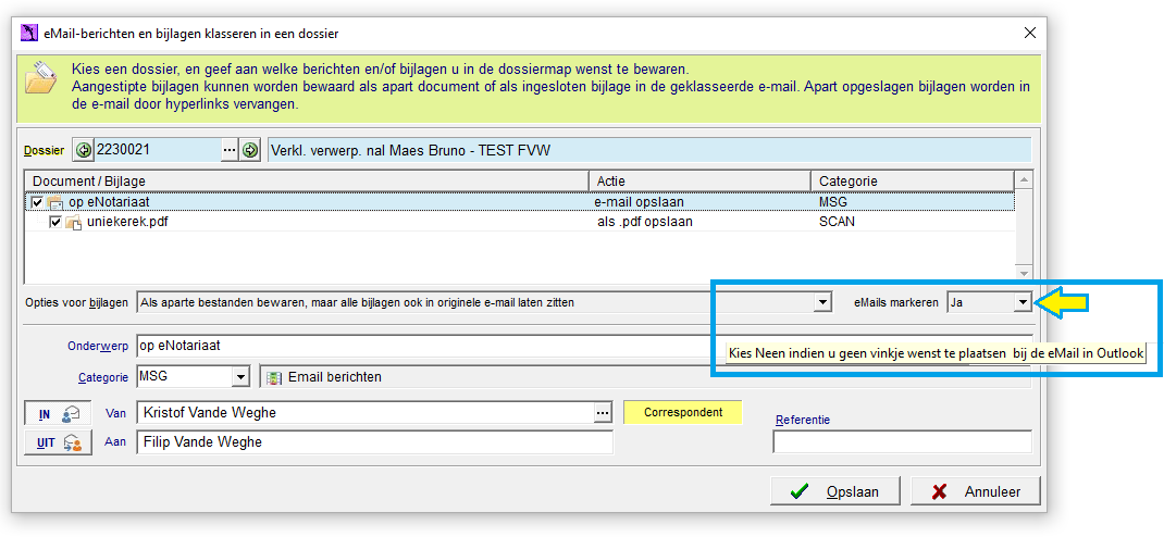 klasseren zonder Markering in Outlook