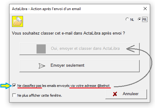 Action après l'envoi