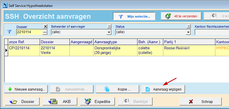 aanvraag wijzigen
