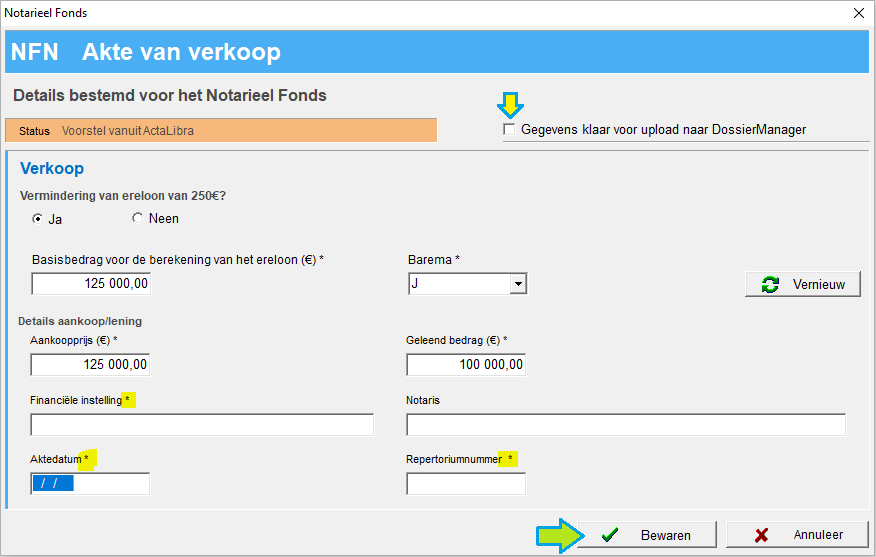 NFN Data invoeren