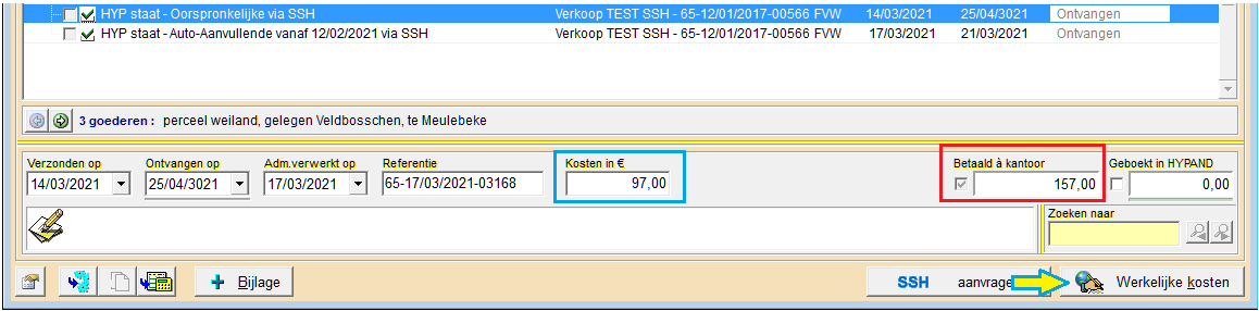 SSH aanvraag - Werkelijke kost is minder