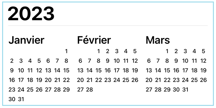 calendrier 2023