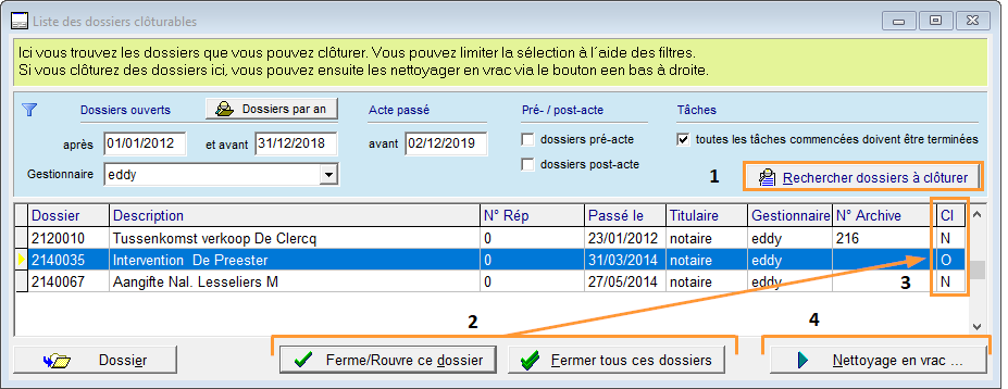 dossiers cloturables