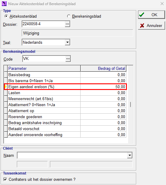 nieuwe parameter