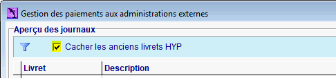 un filtre qui vous permet de ne plus afficher les anciens livrets HYP