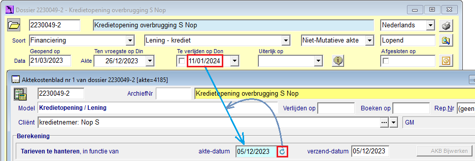 aktedatum overnemen