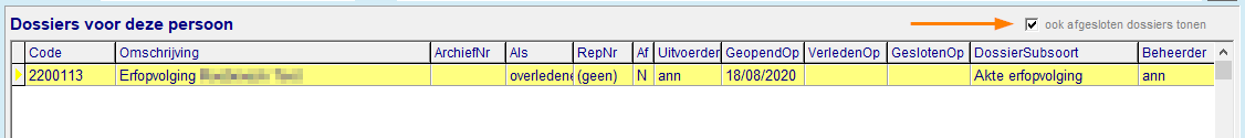 afgesloten dossiers tonen