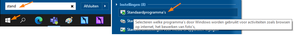 standaardpgm zoeken