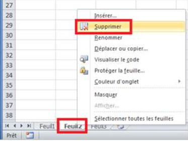 supprimer feuille