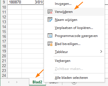 tabblad verwijderen